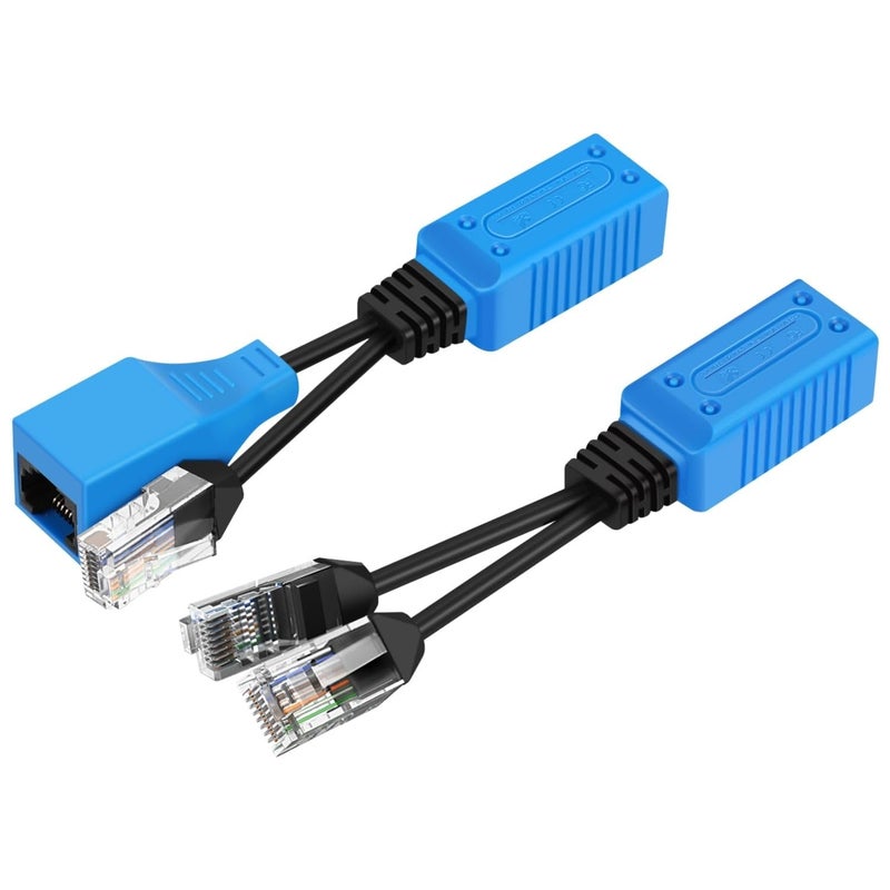 TNP Products TNP RJ45 Ethernet Cable Combiner/Splitter Kit (1 Pair), 2 Male to 1 Female & 1 Male to 1 Female POE Data Adapter LAN Ethernet Network Extender Y Splitter Cat5e Cat6 Cable for Surveillance - Image 1